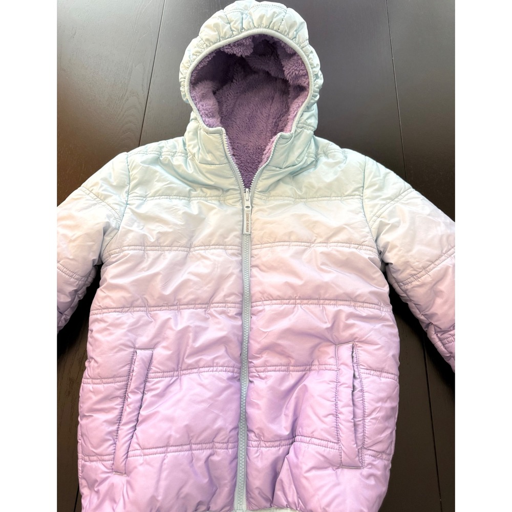 Eddie Bauer Girls‎ Reversible Jacket Size M 10-12 Purple Ombré Cozy Fleece Lined - Picture 5 of 14